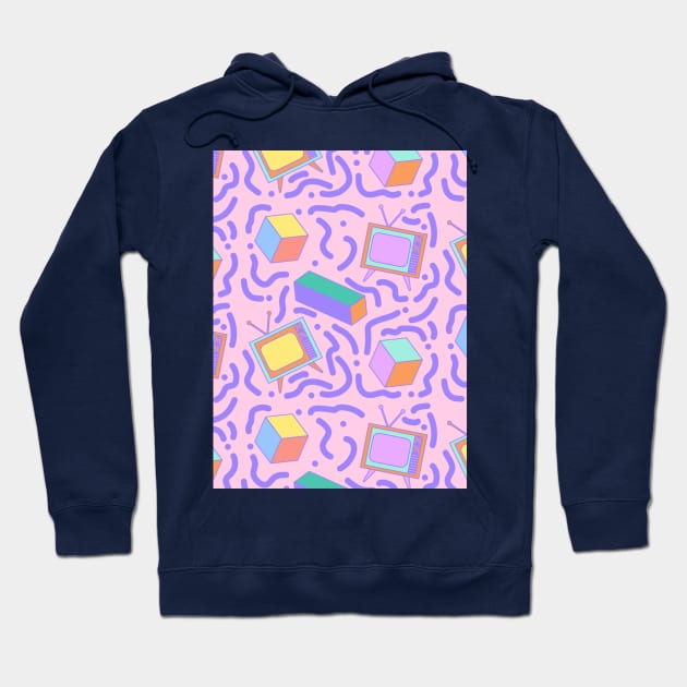 90s Aesthetic Funky Patterns Risograph Floral Pattern Hoodie by RockyMo